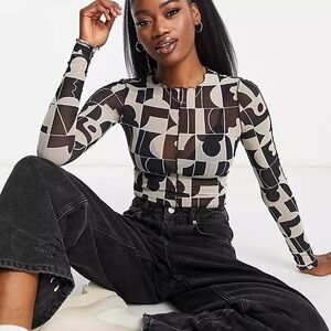 Asos Monki abstract mesh top
